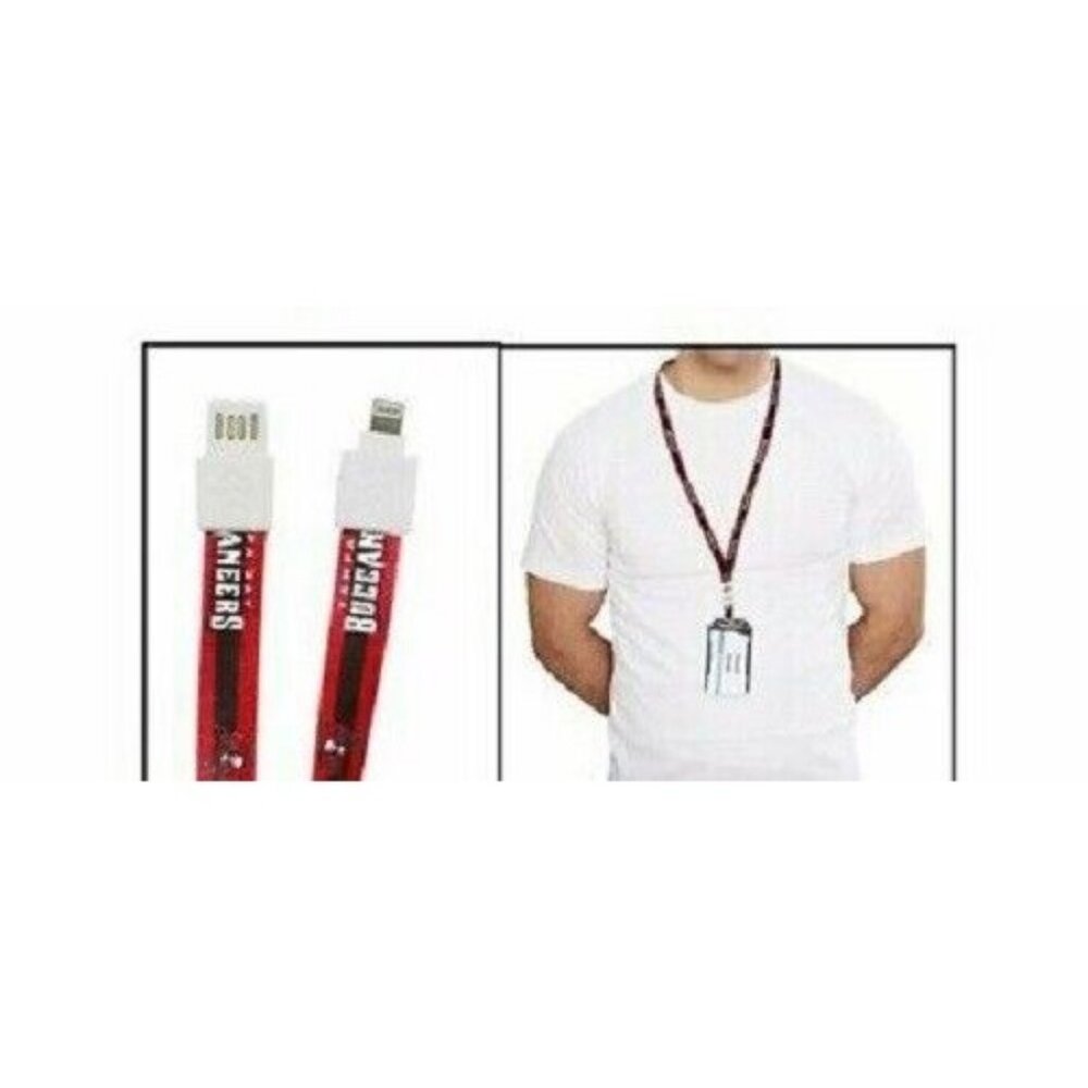 NFL Tampa Bay Buccaneers iPhone Charging that Doubles as a Lanyard with Clip